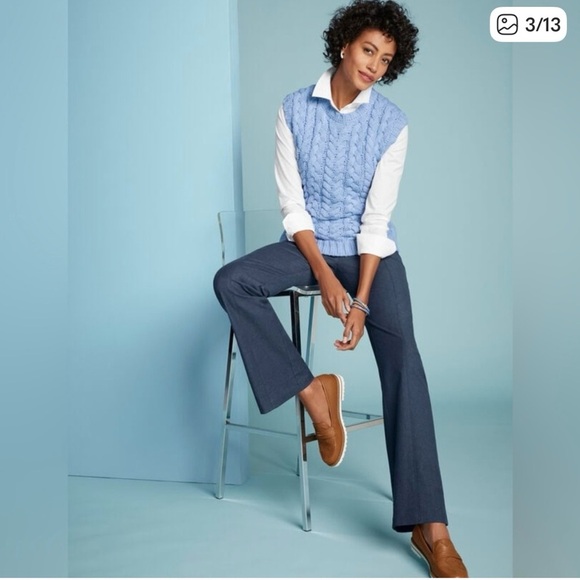 Talbots Sweater Vest Womens Size Medium Light Blue Academia Preppy Casual NWT - Picture 2 of 10